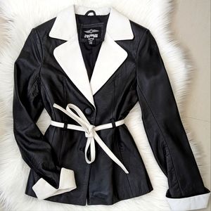 Lambskin Leather Fitted Blazer